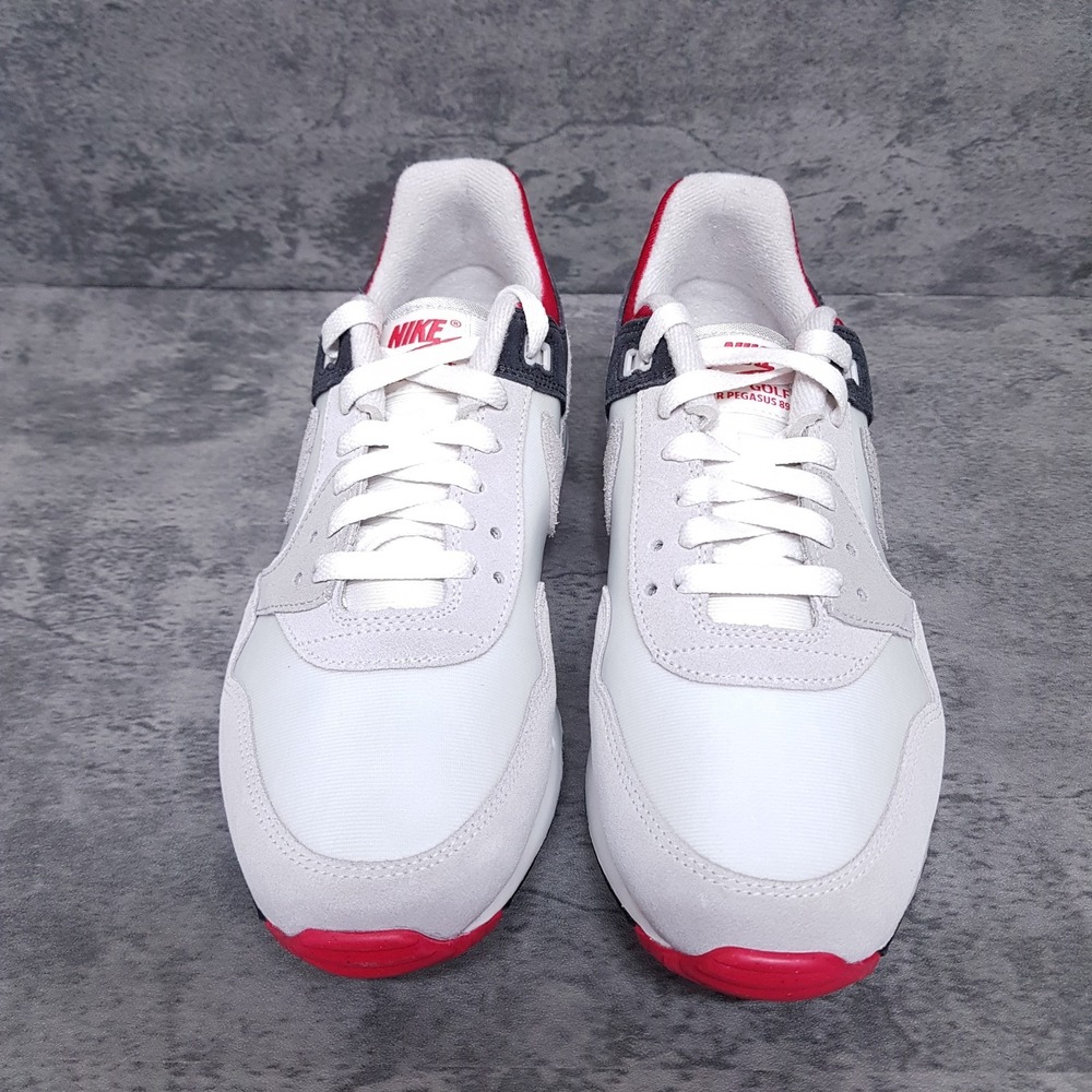 NIKE Pegasus '89 Swan Medium Golf Shoes Mens Size 8.5 Grey Black Red FJ2245-100 - Picture 3 of 5